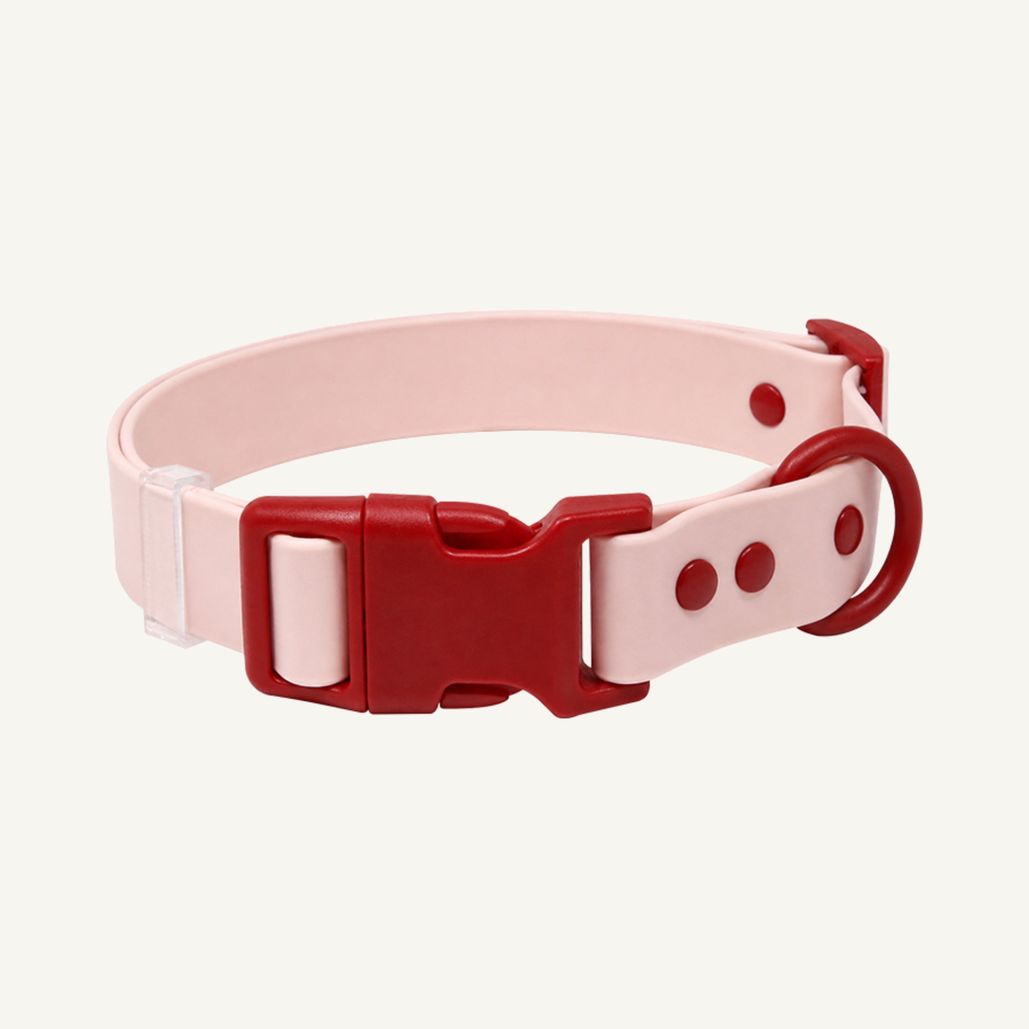 Custom Color Block Waterproof PVC Dog Collar wholesale product view two on warm neutral background