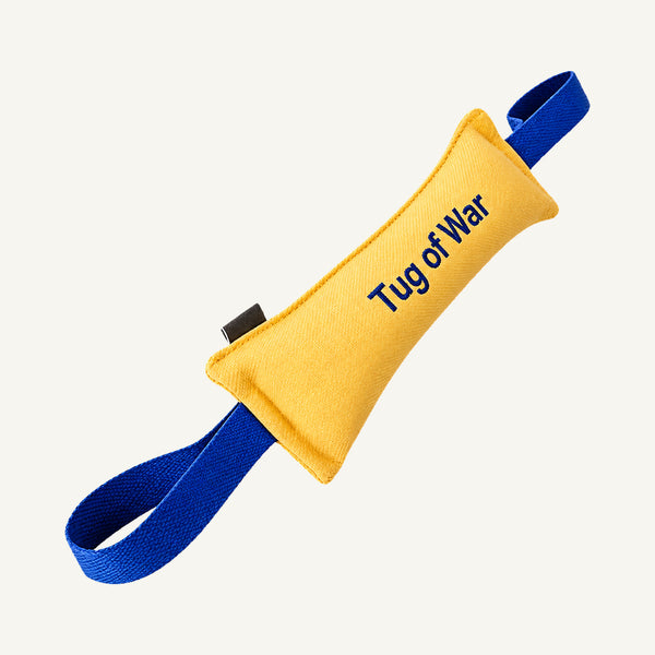 Custom Cotton Canvas Dual Handle Dog Tug Toy wholesale product view one on warm neutral background