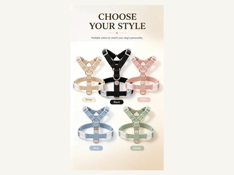 Custom Lightweight Y-Type Nylon Dog Harness Five Color Options detail image for wholesale buyers