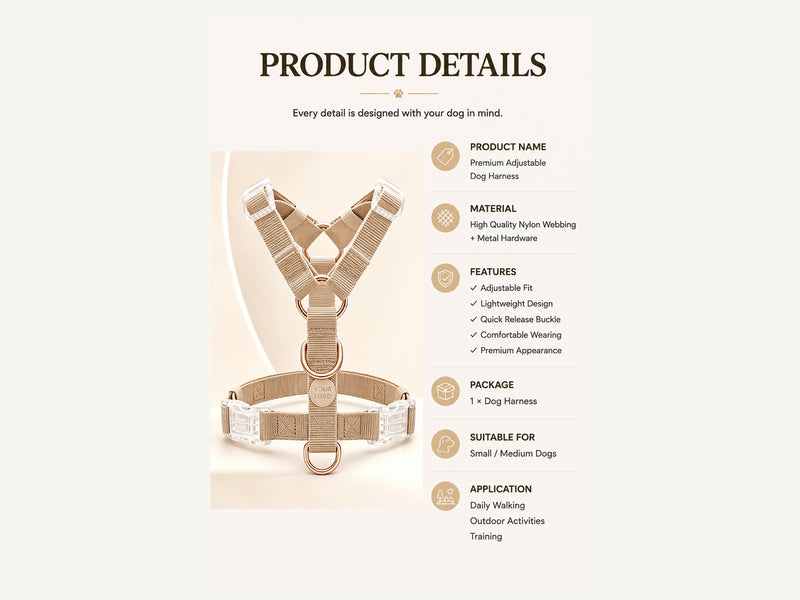 Custom Lightweight Y-Type Nylon Dog Harness Verified Product Details detail image for wholesale buyers