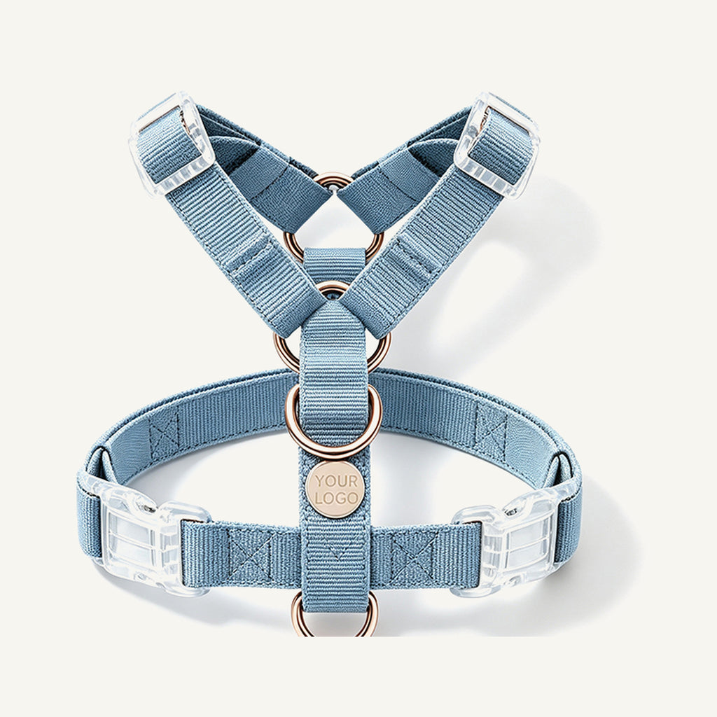 Custom Lightweight Y-Type Nylon Dog Harness wholesale product view four on warm neutral background