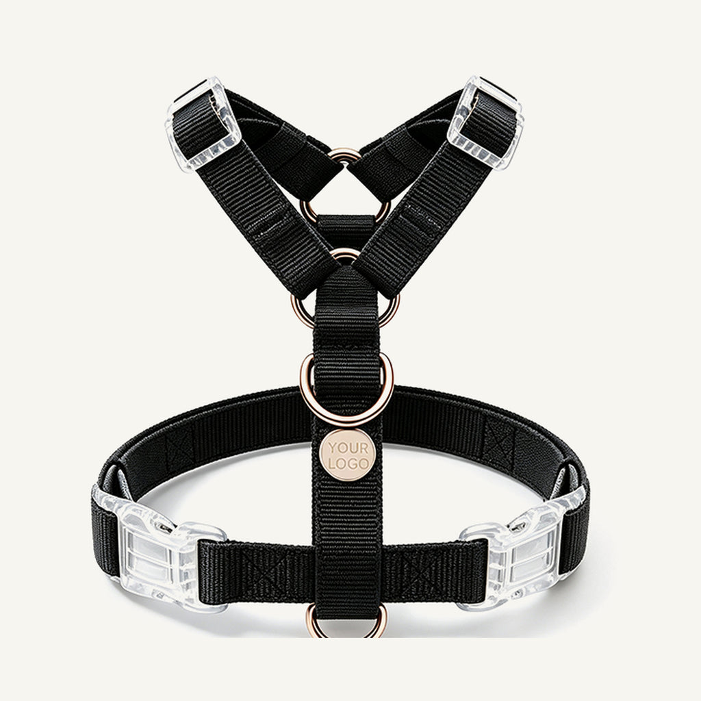 Custom Lightweight Y-Type Nylon Dog Harness wholesale product view three on warm neutral background