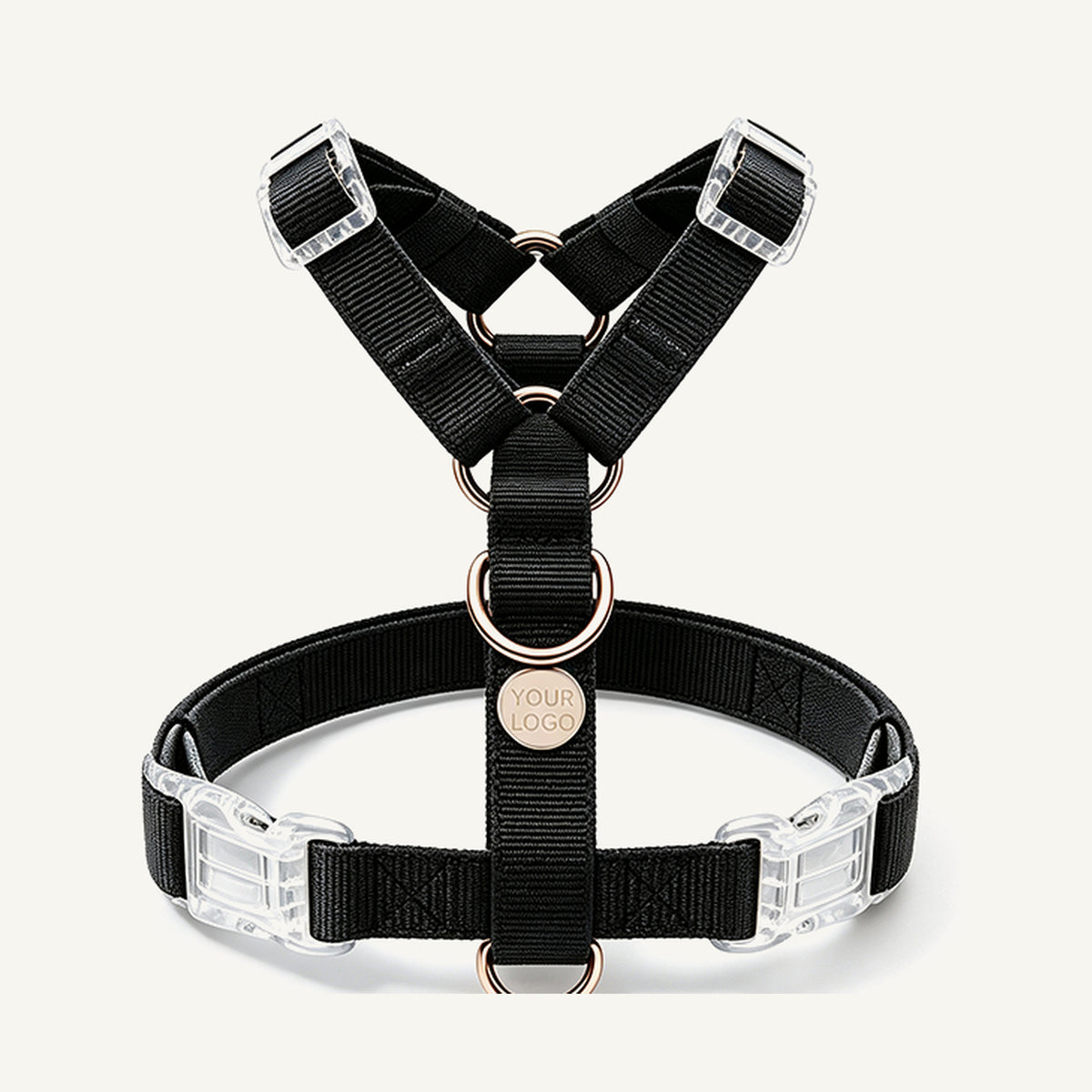 Custom Lightweight Y-Type Nylon Dog Harness wholesale product view three on warm neutral background