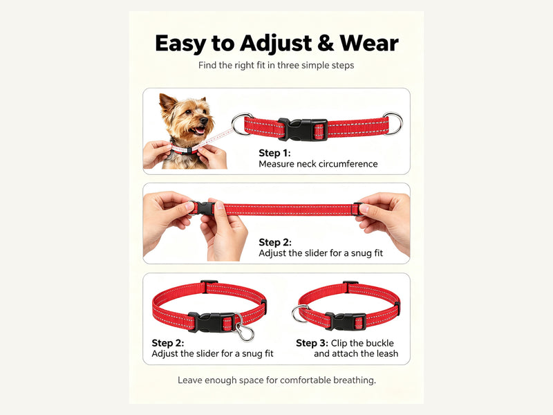 Custom Reflective Nylon Dog Collar with Quick Release Buckle Easy Adjustment detail image for wholesale buyers