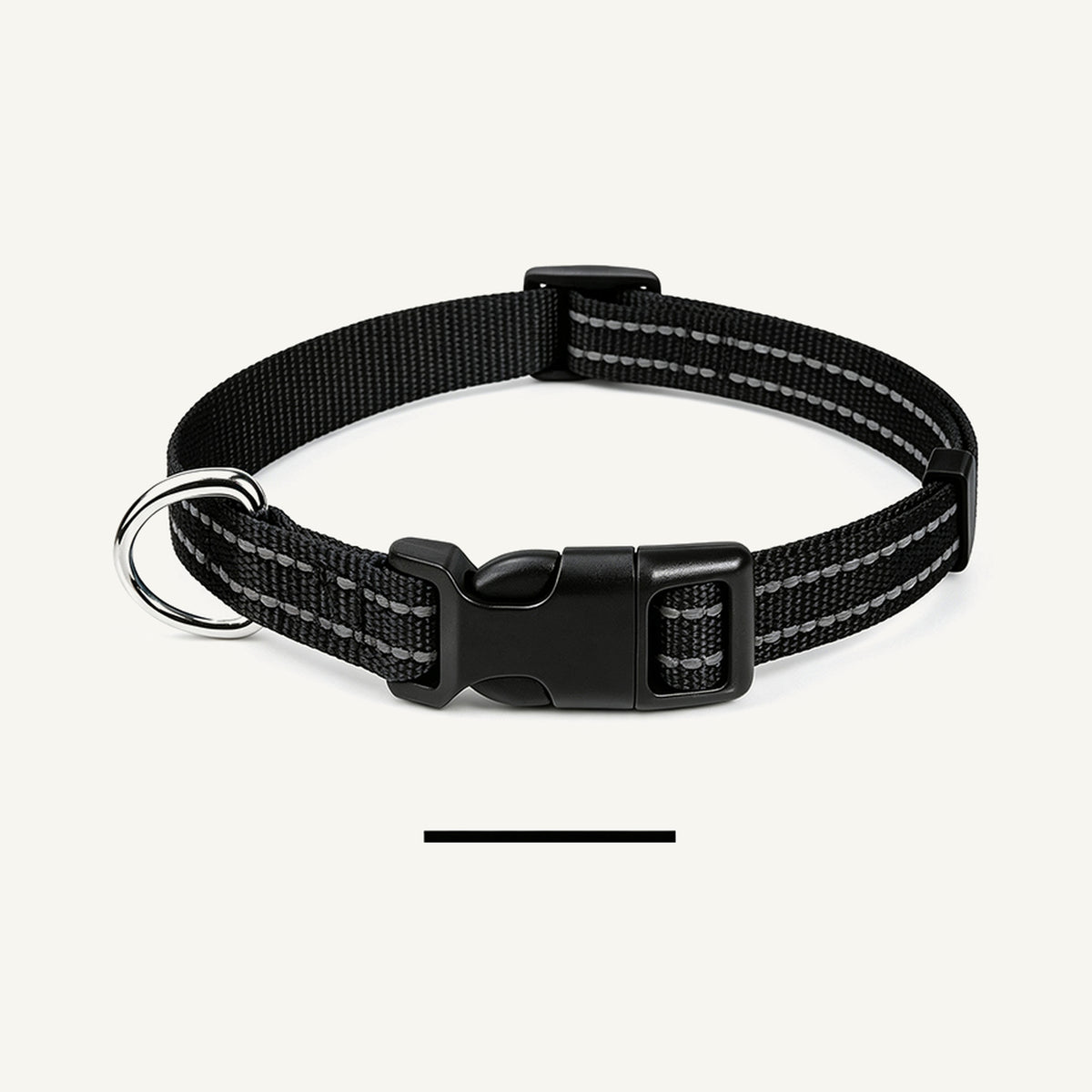 Custom Reflective Nylon Dog Collar with Quick Release Buckle wholesale product view three on warm neutral background