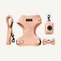 Custom Soft Mesh Dog Harness Four Piece Walking Set wholesale product view one on warm neutral background