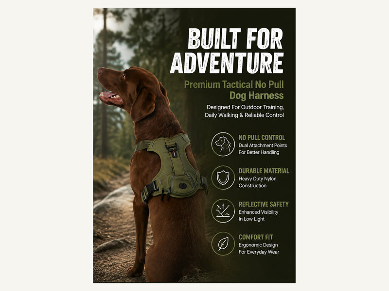 Custom Tactical No Pull Dog Harness with Reflective Trim Built for Adventure detail image for wholesale buyers