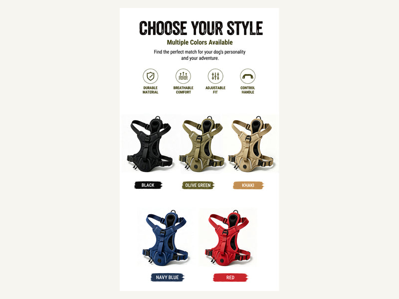 Custom Tactical No Pull Dog Harness with Reflective Trim Color Selection detail image for wholesale buyers
