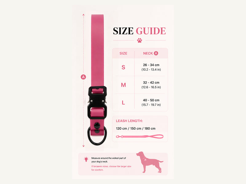 Custom Waterproof Dog Collar and Leash Set with Tactical Buckle Complete Size Guide detail image for wholesale buyers