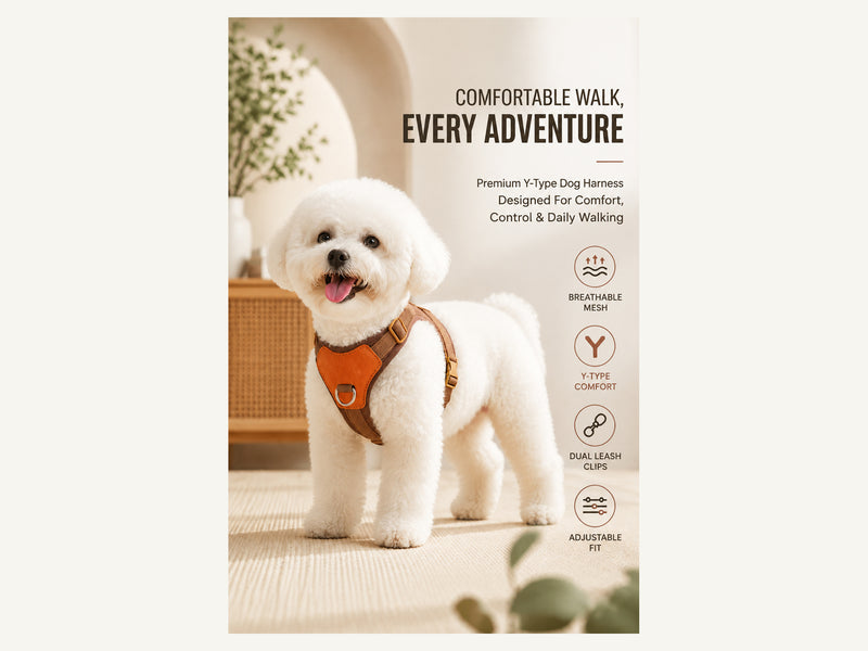 Custom Y-Type Breathable No Pull Dog Harness Comfortable Y Design detail image for wholesale buyers