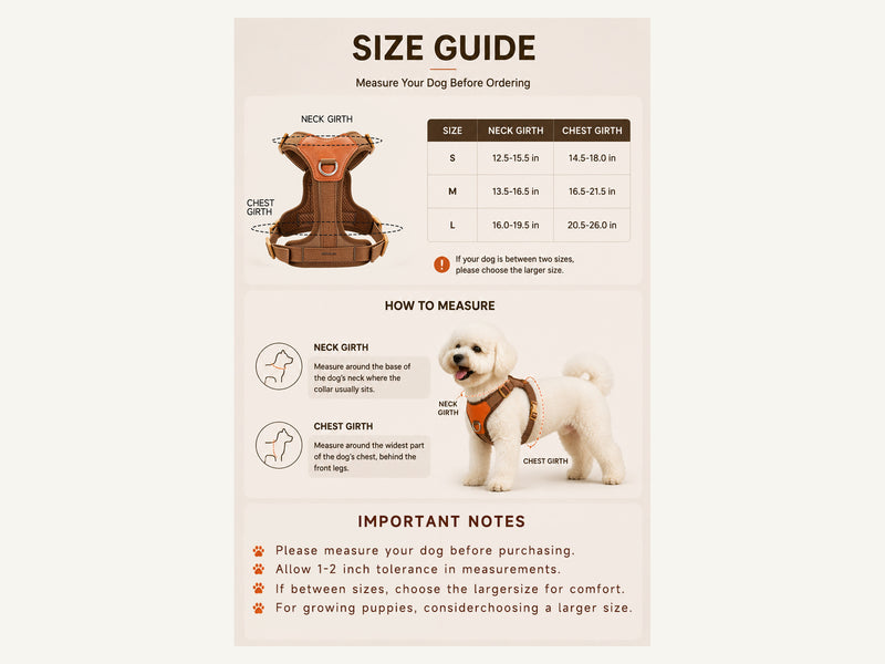 Custom Y-Type Breathable No Pull Dog Harness Measured Fit Guide detail image for wholesale buyers