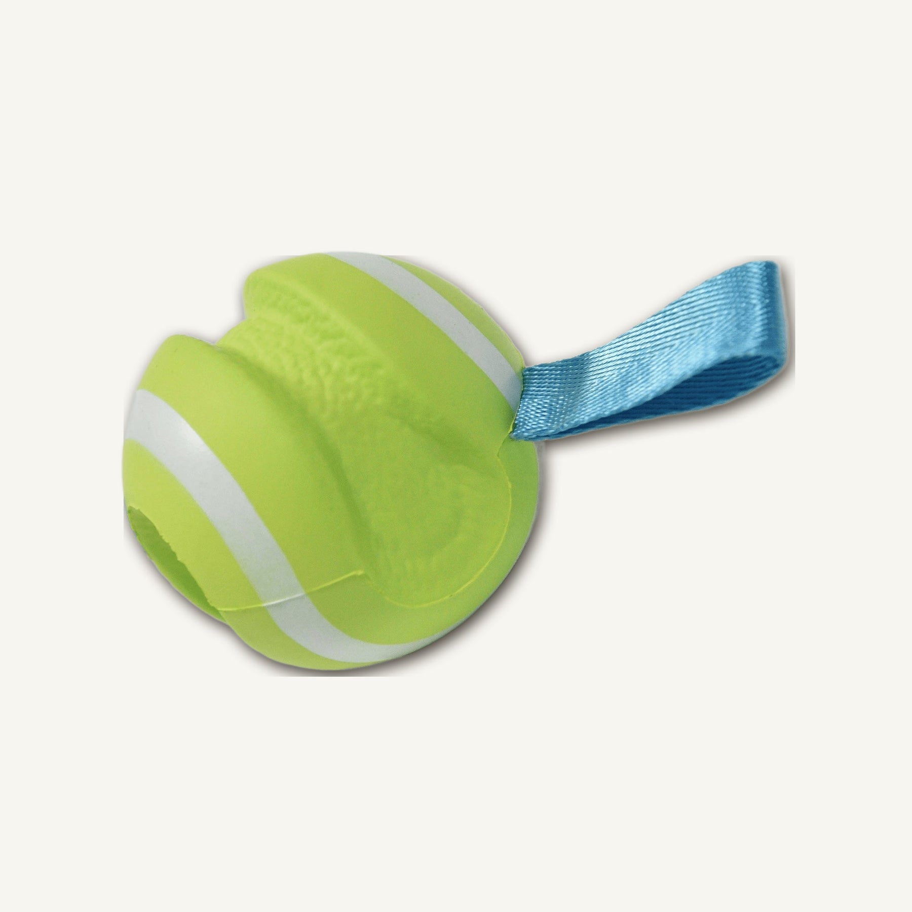 Small Green Foam Tennis Ball – etpu005 top perspective view on warm neutral background for wholesale pet brands