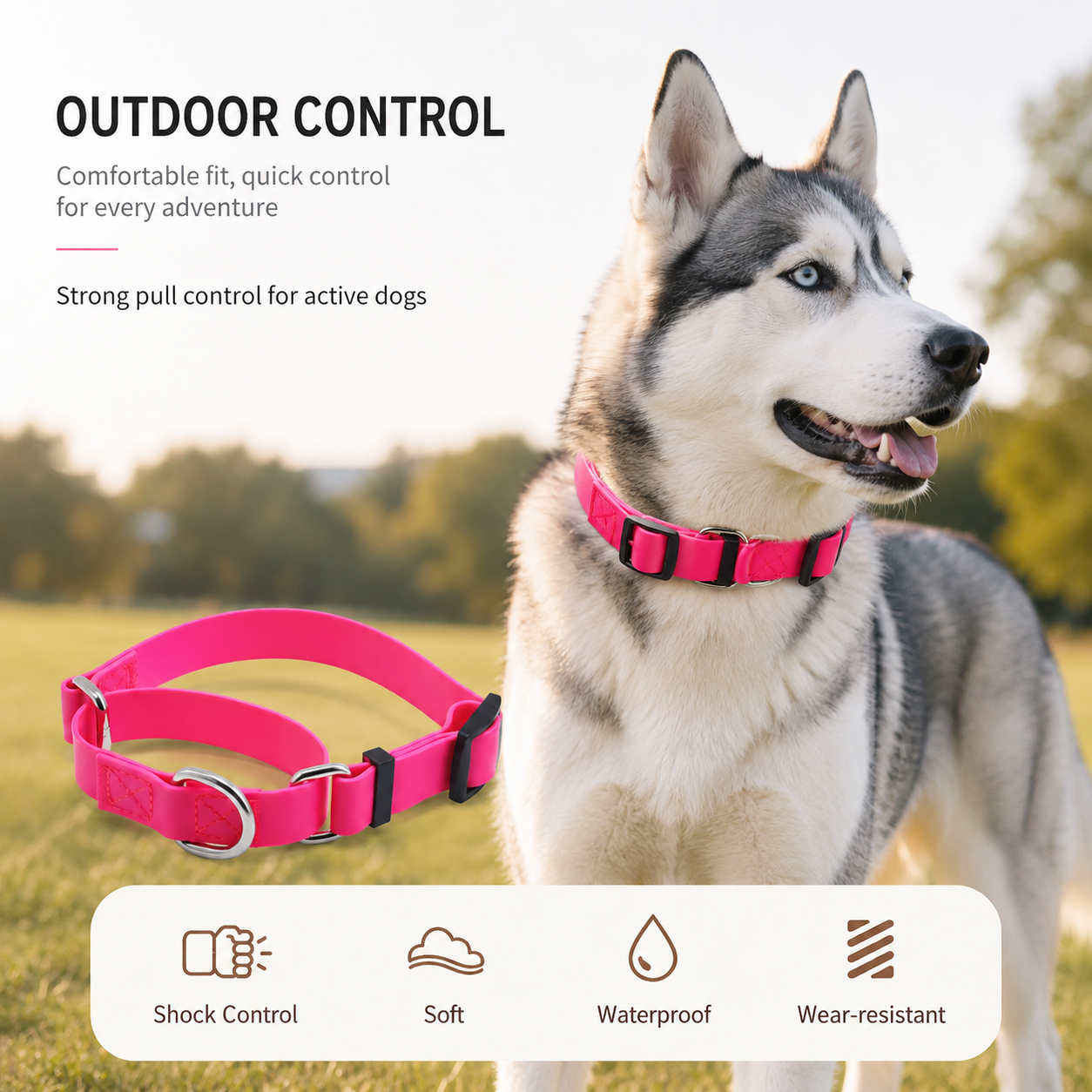 Heavy Duty Waterproof PVC Dog Collar with Control Handle
