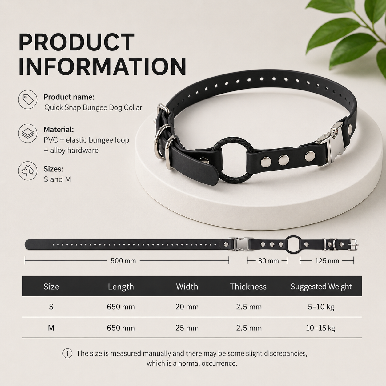 Bungee Snap PVC Dog Collar