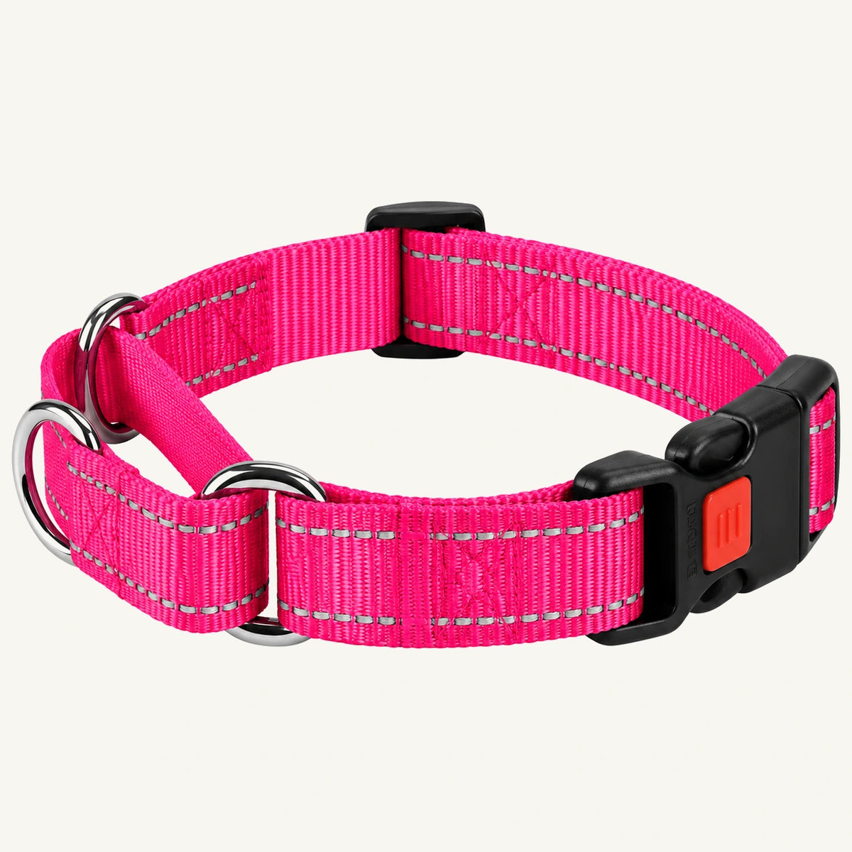 Reflective Nylon Dog Collar with Quick-Release Buckle and Adjustable Fit
