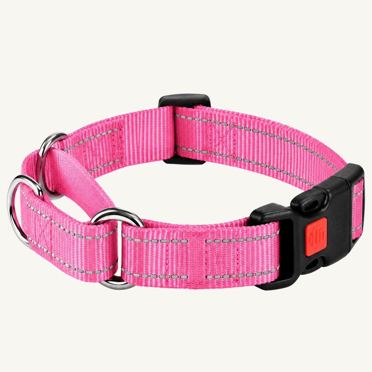 Reflective Nylon Dog Collar with Quick-Release Buckle and Adjustable Fit