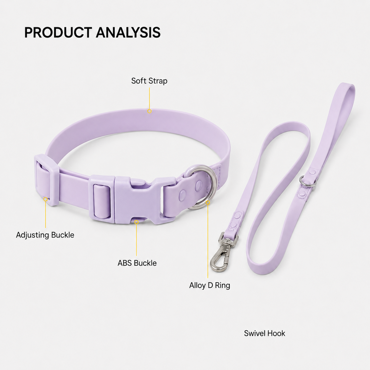 Waterproof PVC Dog Collar & Leash Set