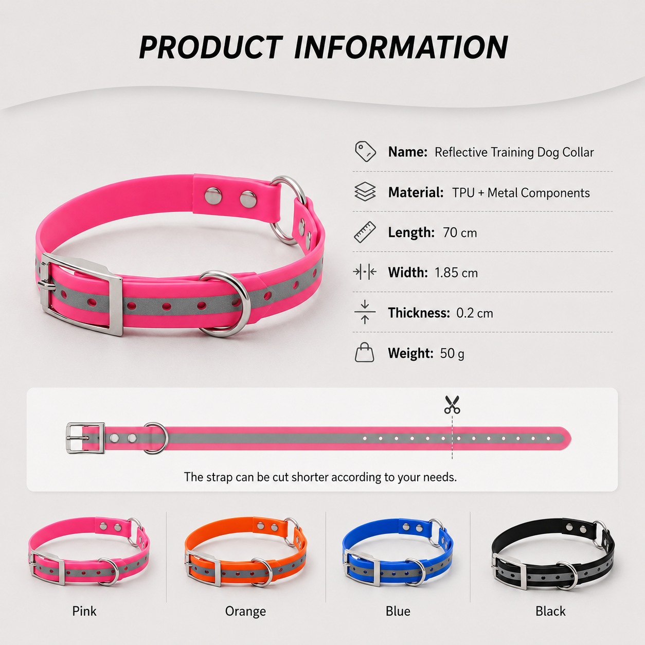 Reflective TPU Training Collar Strap