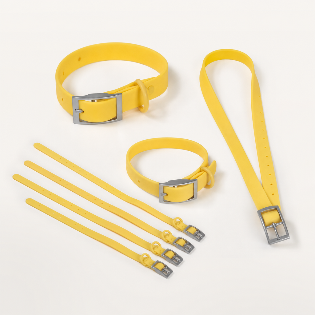 Arc Buckle Yellow Waterproof PVC Dog Collar